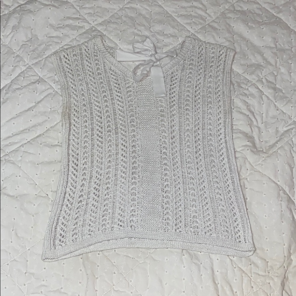 LOFT white bow back sweater top